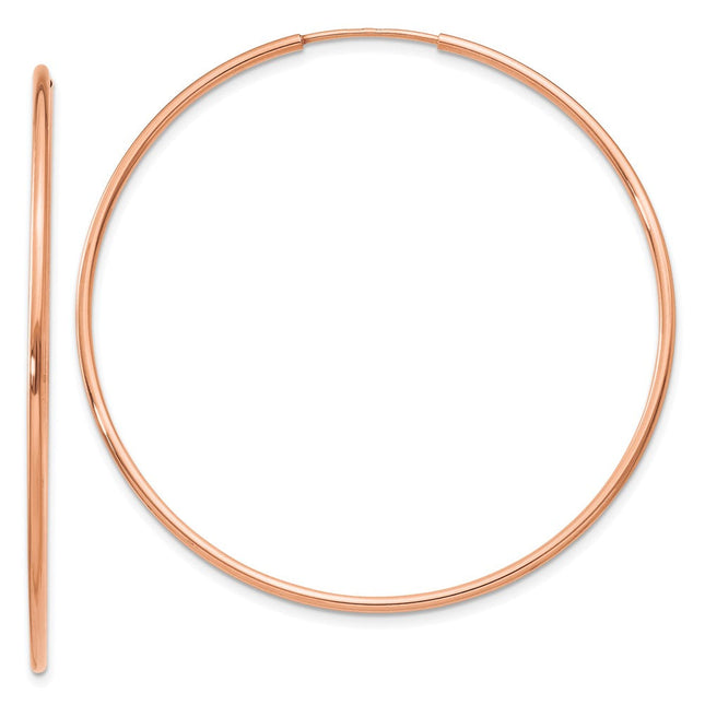 14k Rose Gold Polished Endless Hoop Earrings, 45 x 1.25mm