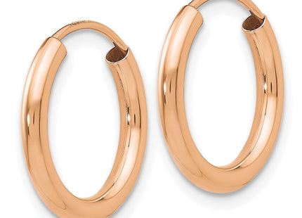 14k Rose Gold Polished Round Endless Hoop Earrings (Style XY1246)