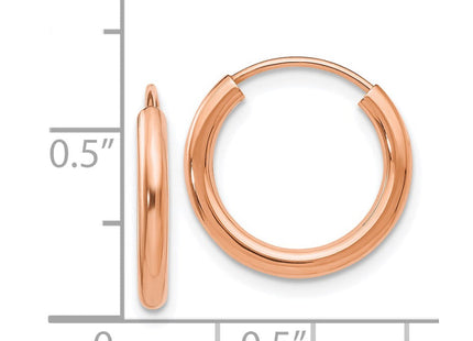 14k Rose Gold Polished Round Endless Hoop Earrings (Style XY1246)