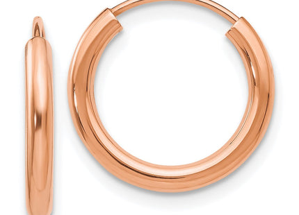 14k Rose Gold Polished Round Endless Hoop Earrings (Style XY1246)
