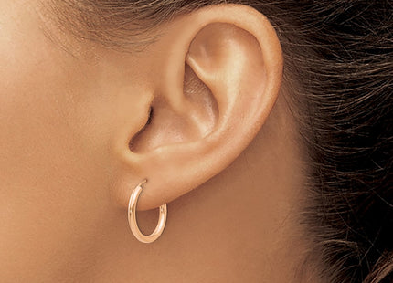 14K rose gold hoop earrings, another view