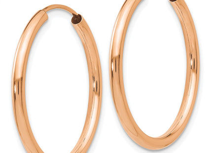 14K rose gold hoop earrings, alternate view