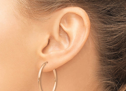 14K rose gold hoop earrings, another view