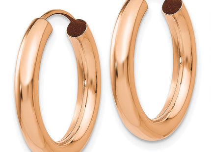 14k Rose Gold Polished Endless Tube Hoop Earrings (Style XY1251)