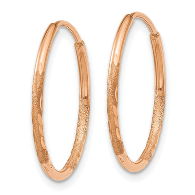 14K Rose Gold Diamond-cut Endless Hoop Earring, 16 x 1.25mm