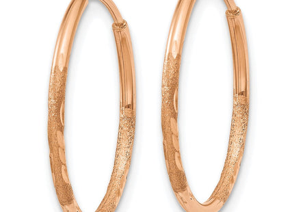14K rose gold hoop earrings, alternate view