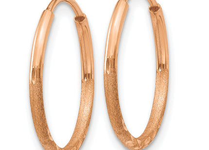 14k Rose Gold Diamond-cut Endless Hoop Earring, 16 x 1.25mm