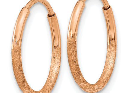 14k Rose Gold Diamond-cut Endless Hoop Earring, 14 x 1.25mm