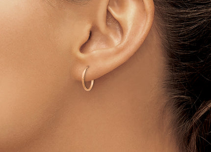 14k Rose Gold Diamond-cut Endless Hoop Earring, 14 x 1.25mm