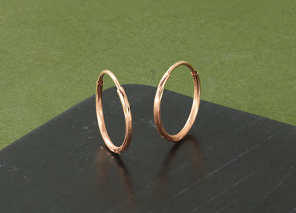 14k Rose Gold Diamond-cut Endless Hoop Earring, 14 x 1.25mm