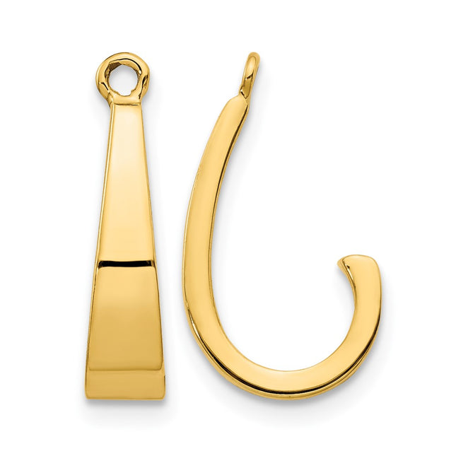 14k Polished J-Hoop Earring Jackets, 11 x 4mm