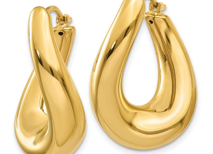 14k Twisted Oval Hoop Earrings (Style XY904)