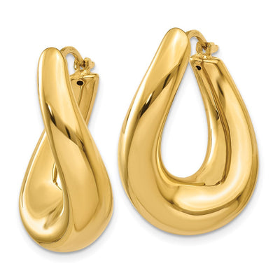 14K Twisted Oval Hoop Earrings, 23 x 9mm