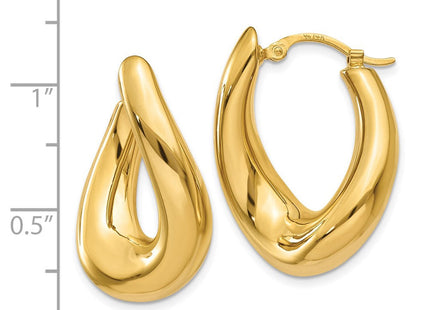 14k Twisted Oval Hoop Earrings (Style XY904)