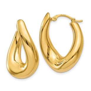 14k Twisted Oval Hoop Earrings (Style XY904)