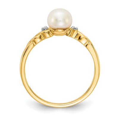 14K FW Cultured Pearl and Diamond Twist Ring