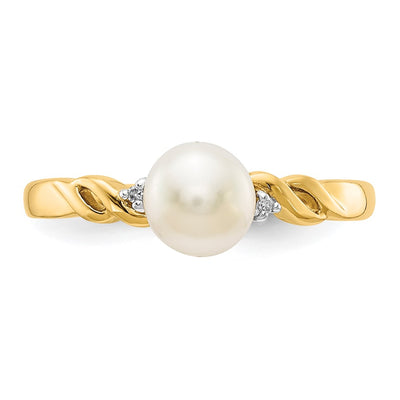 14K FW Cultured Pearl and Diamond Twist Ring