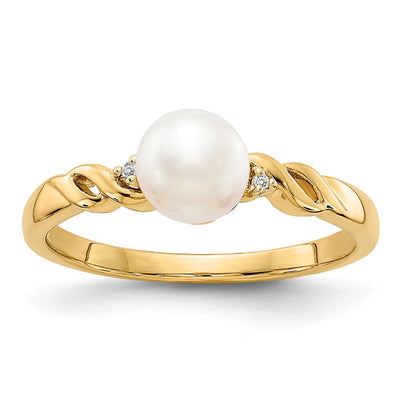 14K FW Cultured Pearl and Diamond Twist Ring