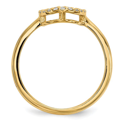 14K Diamond Open Circle Ring