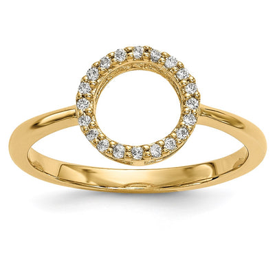 14K Diamond Open Circle Ring