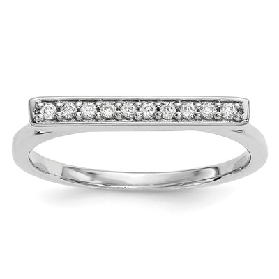 14K white gold diamond bar ring