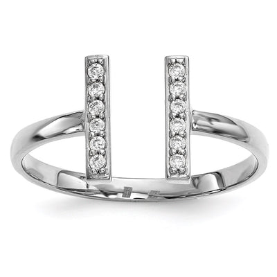 14K white gold diamond bar ring