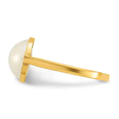 14K Polished White Saltwater Cultured Mabe Pearl Size 7 Ring