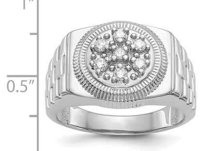 IB Goodman 14K White Gold 1/4 carat AA Diamond Circular Top Men's Ring, view 3