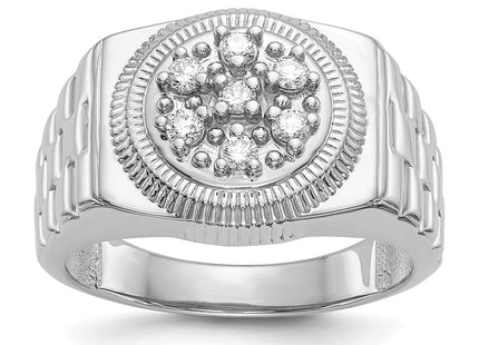 IB Goodman 14K White Gold 1/4 carat AA Diamond Circular Top Men's Ring