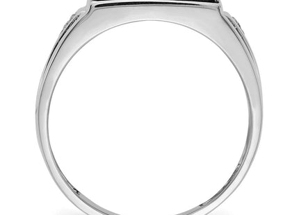 IB Goodman 14K White Gold 10x8mm Rectangle Onyx and AA Diamond Men's Ring, view 3