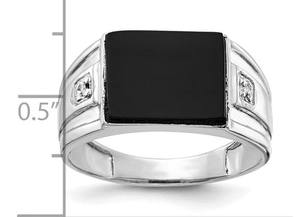 IB Goodman 14K White Gold 10x8mm Rectangle Onyx and AA Diamond Men's Ring, view 6