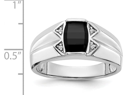 IB Goodman 14K White Gold Onyx and AA Diamond Men's Ring, view 4