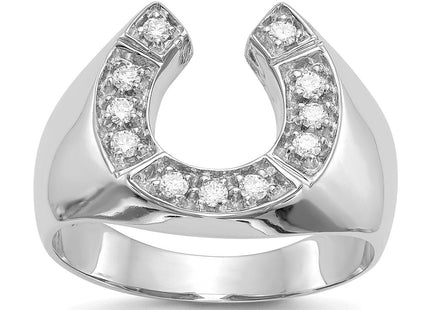 IB Goodman 14K White Gold 1/5 carat AA Diamond Men's Horseshoe Ring