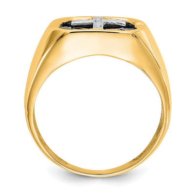 14K AA Diamond Men's Cross Ring