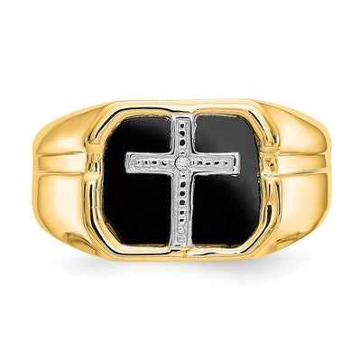 14K AA Diamond Men's Cross Ring