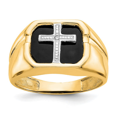 14K AA Diamond Men's Cross Ring