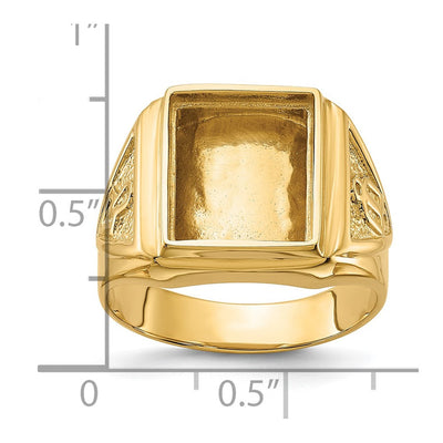 14K Men's Polished and Textured Masonic Ring Mounting
