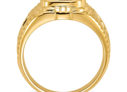 14k Men's Polished and Textured Masonic Ring Mounting (Style Y1577)