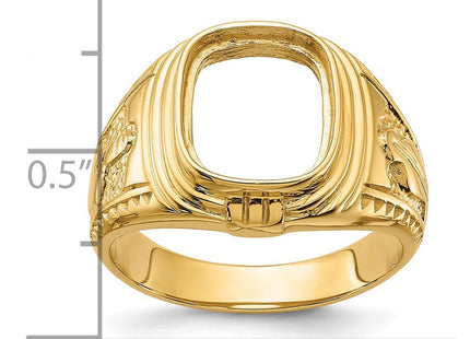 14k Men's Polished and Textured Masonic Ring Mounting (Style Y1577)