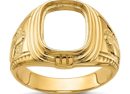 14k Men's Polished and Textured Masonic Ring Mounting (Style Y1577)