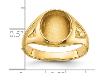14k Men's Polished and Textured Masonic Ring Mounting (Style Y1581)