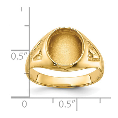 14K Men's Polished and Textured Masonic Ring Mounting