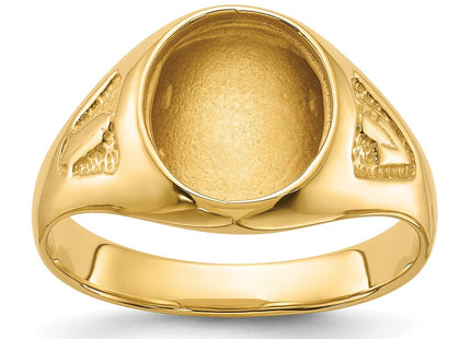 14k Men's Polished and Textured Masonic Ring Mounting (Style Y1581)