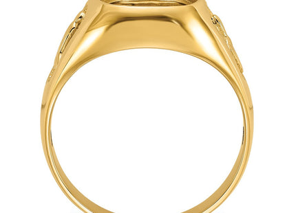 14k Men's Polished and Textured Masonic Ring Mounting (Style Y1583)