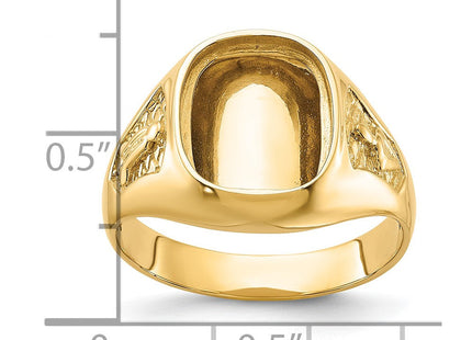 14k Men's Polished and Textured Masonic Ring Mounting (Style Y1583)