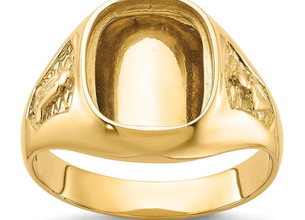 14k Men's Polished and Textured Masonic Ring Mounting (Style Y1583)
