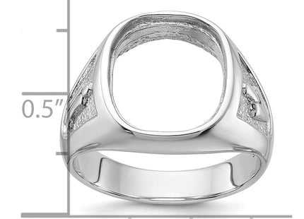 14k White Gold Men's Polished and Textured Masonic Ring Mounting (Style Y1584)