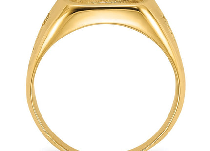 14k Men's Polished and Textured Masonic Ring Mounting (Style Y1588)