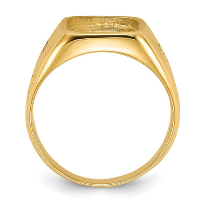 14K Men's Polished and Textured Masonic Ring Mounting