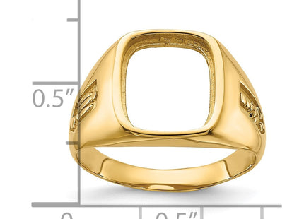 14k Men's Polished and Textured Masonic Ring Mounting (Style Y1588)
